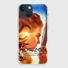 Чехол для iPhone 13 mini с принтом Horizon Forbidden West в Петрозаводске,  |  | aloy | guerrilla games | horizon forbidden west | hunt | zero dawn | горизонт | запретный запад | игры | нулевой рассвет | охота | элой