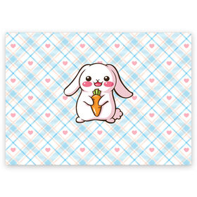 Поздравительная открытка с принтом Милый зайка в Петрозаводске, 100% бумага | плотность бумаги 280 г/м2, матовая, на обратной стороне линовка и место для марки
 | веган | вегетарианец | животное | зайцы | зайчик | зайчонок | заяц | кролик | кроль | крольчонок | овощи | пушистик
