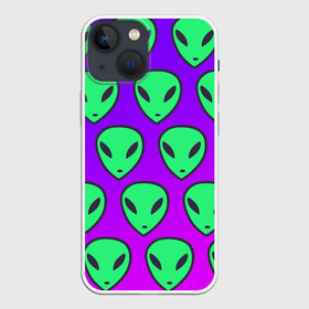 Чехол для iPhone 13 mini с принтом ALIENS в Петрозаводске,  |  | alien | space | зеленый | космос | нло | пришелец