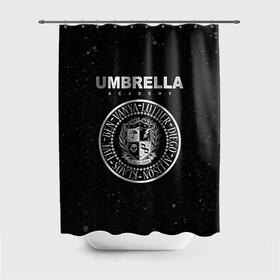 Штора 3D для ванной с принтом Академия Амбрелла в Петрозаводске, 100% полиэстер | плотность материала — 100 г/м2. Стандартный размер — 146 см х 180 см. По верхнему краю — пластиковые люверсы для креплений. В комплекте 10 пластиковых колец | the umbrella academy | umbrella | академия амбрелла | амбрелла | герб | зонтик