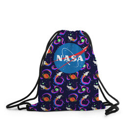 Рюкзак-мешок 3D с принтом НАСА | NASA в Петрозаводске, 100% полиэстер | плотность ткани — 200 г/м2, размер — 35 х 45 см; лямки — толстые шнурки, застежка на шнуровке, без карманов и подкладки | 