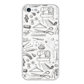 Чехол для iPhone 5/5S матовый с принтом для швеи в Петрозаводске, Силикон | Область печати: задняя сторона чехла, без боковых панелей | handmade | иголка | инструменты для шитья | хэндмэйд | швея | шить