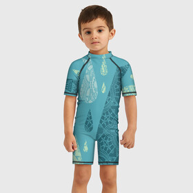 Детский купальный костюм 3D с принтом Лесной узор в Петрозаводске, Полиэстер 85%, Спандекс 15% | застежка на молнии на спине | pattern | runes | знаки | иероглифы | орнамент | руны | символы | узор | фигуры