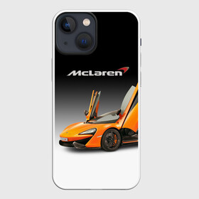 Чехол для iPhone 13 mini с принтом McLaren в Петрозаводске,  |  | Тематика изображения на принте: bolide | car | mclaren | motorsport | power | prestige | автомобиль | автоспорт | болид | мощь | престиж