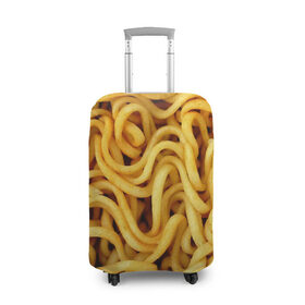 Чехол для чемодана 3D с принтом Лапша в Петрозаводске, 86% полиэфир, 14% спандекс | двустороннее нанесение принта, прорези для ручек и колес | доширак | еда | желтый | лапша | пища