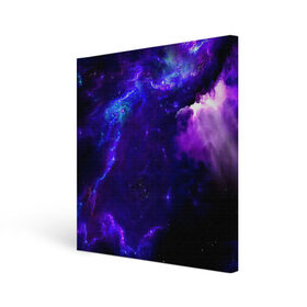 Холст квадратный с принтом Космическое небо в Петрозаводске, 100% ПВХ |  | арт | звёзды | иний | космос | облако | розовый | сияние | тёмный | туманность | фиолоетовый | черный | яркие цвета