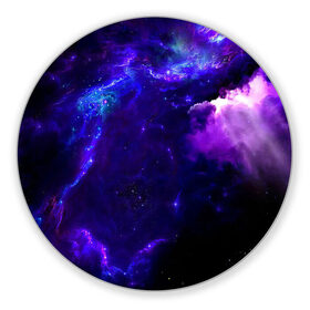 Коврик для мышки круглый с принтом Космическое небо в Петрозаводске, резина и полиэстер | круглая форма, изображение наносится на всю лицевую часть | арт | звёзды | иний | космос | облако | розовый | сияние | тёмный | туманность | фиолоетовый | черный | яркие цвета