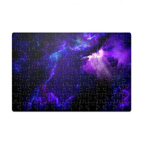 Пазл магнитный 126 элементов с принтом Космическое небо в Петрозаводске, полимерный материал с магнитным слоем | 126 деталей, размер изделия —  180*270 мм | арт | звёзды | иний | космос | облако | розовый | сияние | тёмный | туманность | фиолоетовый | черный | яркие цвета