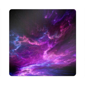 Магнит виниловый Квадрат с принтом Космическое небо в Петрозаводске, полимерный материал с магнитным слоем | размер 9*9 см, закругленные углы | арт | звёзды | космос | облако | розовый | синий | сияние | туманность | фиолетовый | яркие цвета