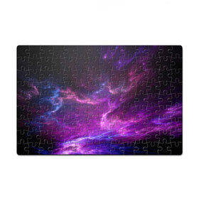 Пазл магнитный 126 элементов с принтом Космическое небо в Петрозаводске, полимерный материал с магнитным слоем | 126 деталей, размер изделия —  180*270 мм | арт | звёзды | космос | облако | розовый | синий | сияние | туманность | фиолетовый | яркие цвета