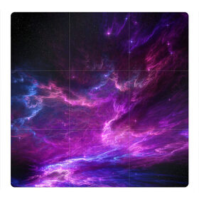 Магнитный плакат 3Х3 с принтом Космическое небо в Петрозаводске, Полимерный материал с магнитным слоем | 9 деталей размером 9*9 см | арт | звёзды | космос | облако | розовый | синий | сияние | туманность | фиолетовый | яркие цвета