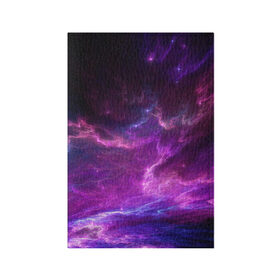 Обложка для паспорта матовая кожа с принтом Космическое небо в Петрозаводске, натуральная матовая кожа | размер 19,3 х 13,7 см; прозрачные пластиковые крепления | Тематика изображения на принте: арт | звёзды | космос | облако | розовый | синий | сияние | туманность | фиолетовый | яркие цвета