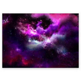 Поздравительная открытка с принтом Космическое небо в Петрозаводске, 100% бумага | плотность бумаги 280 г/м2, матовая, на обратной стороне линовка и место для марки
 | арт | звёзды | космос | облако | сияние | туманность | яркие цвета