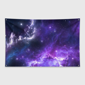 Флаг-баннер с принтом Космическое небо в Петрозаводске, 100% полиэстер | размер 67 х 109 см, плотность ткани — 95 г/м2; по краям флага есть четыре люверса для крепления | арт | белый | бирюзовый | звёзды | космос | облако | розовый | синий | сияние | тёмный | туманность | фиолетовый | яркие цвета