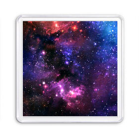 Магнит 55*55 с принтом Космическое небо в Петрозаводске, Пластик | Размер: 65*65 мм; Размер печати: 55*55 мм | арт | звёзды | космос | красный | облако | розовый | синий | сияние | темный | туманность | фиолетовый | яркие цвета