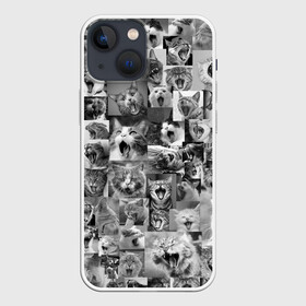 Чехол для iPhone 13 mini с принтом Неко ахегао чб в Петрозаводске,  |  | cat | mew | аниме | ахегао | зевок | котейки | кошки | мяу | неко | няшность | потерялся | сон
