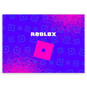 Поздравительная открытка с принтом ROBLOX / РОБЛОКС в Петрозаводске, 100% бумага | плотность бумаги 280 г/м2, матовая, на обратной стороне линовка и место для марки
 | blocks | blox | game | games | logo | minecraft | mobile | online | roblocks | roblox | robux | studio | блоки | игра | игры | квадрат | квадратик | кщидщч | лого | логотип | майнкрафт | онлайн | роблокс | робукс | символ | символы | студия