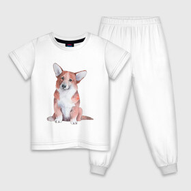 Детская пижама хлопок с принтом корги в Петрозаводске, 100% хлопок |  брюки и футболка прямого кроя, без карманов, на брюках мягкая резинка на поясе и по низу штанин
 | корги | песокафе | собаки