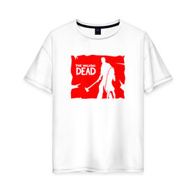 Женская футболка хлопок Oversize с принтом The Walking Dead в Петрозаводске, 100% хлопок | свободный крой, круглый ворот, спущенный рукав, длина до линии бедер
 | clementine | dead | game | lee | the | twd | walking | игра | клементина | ли | мертвецы | твд | ходячие