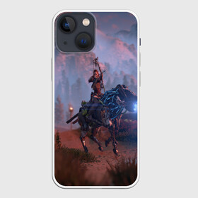 Чехол для iPhone 13 mini с принтом Horizon Zero Dawn в Петрозаводске,  |  | aloy | antasy girl | art | artwork | digital art | fantasy | horizon | horizon: zero dawn | landscape | tallneck | warrior fantasy | weapon | zero dawn