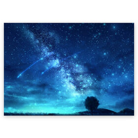 Поздравительная открытка с принтом Синяя Небо в Петрозаводске, 100% бумага | плотность бумаги 280 г/м2, матовая, на обратной стороне линовка и место для марки
 | blue | sky | звездное небо | звезды | космическое | красота | небо | ночь | синий