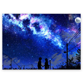 Поздравительная открытка с принтом Ночное Небо в Петрозаводске, 100% бумага | плотность бумаги 280 г/м2, матовая, на обратной стороне линовка и место для марки
 | Тематика изображения на принте: blue | sky | башни | звездное небо | звезды | космическое | красота | небо | ночь | синий