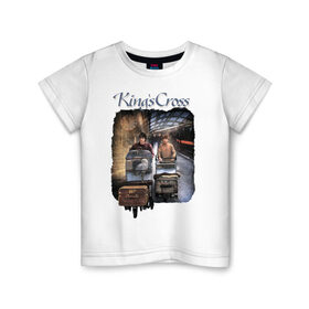 Детская футболка хлопок с принтом Kings Cross в Петрозаводске, 100% хлопок | круглый вырез горловины, полуприлегающий силуэт, длина до линии бедер | harry potter | kings cross station | vdosadir | вокзал кингс кросс | гарри поттер | джоан роулинг | платформа