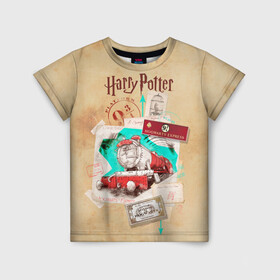 Детская футболка 3D с принтом Harry Potter Hogwarts Express в Петрозаводске, 100% гипоаллергенный полиэфир | прямой крой, круглый вырез горловины, длина до линии бедер, чуть спущенное плечо, ткань немного тянется | Тематика изображения на принте: harry potter | kings cross station | vdosadir | вокзал кингс кросс | гарри поттер | джоан роулинг | платформа