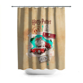 Штора 3D для ванной с принтом Harry Potter Hogwarts Express в Петрозаводске, 100% полиэстер | плотность материала — 100 г/м2. Стандартный размер — 146 см х 180 см. По верхнему краю — пластиковые люверсы для креплений. В комплекте 10 пластиковых колец | Тематика изображения на принте: harry potter | kings cross station | vdosadir | вокзал кингс кросс | гарри поттер | джоан роулинг | платформа