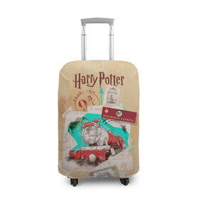 Чехол для чемодана 3D с принтом Harry Potter Hogwarts Express в Петрозаводске, 86% полиэфир, 14% спандекс | двустороннее нанесение принта, прорези для ручек и колес | Тематика изображения на принте: harry potter | kings cross station | vdosadir | вокзал кингс кросс | гарри поттер | джоан роулинг | платформа