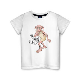 Детская футболка хлопок с принтом House Elf Dobby в Петрозаводске, 100% хлопок | круглый вырез горловины, полуприлегающий силуэт, длина до линии бедер | dobby | harry potter | vdosadir | гарри поттер | джоан роулинг | добби