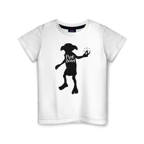 Детская футболка хлопок с принтом Free Dobby в Петрозаводске, 100% хлопок | круглый вырез горловины, полуприлегающий силуэт, длина до линии бедер | dobby | harry potter | vdosadir | гарри поттер | джоан роулинг | добби