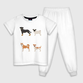Детская пижама хлопок с принтом акита джек белый в Петрозаводске, 100% хлопок |  брюки и футболка прямого кроя, без карманов, на брюках мягкая резинка на поясе и по низу штанин
 | акита | джек рассел | мопс | песокафе | ротвейлер | собаки