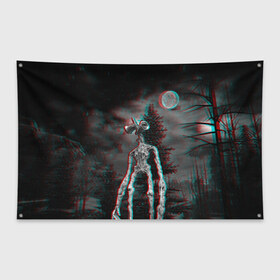 Флаг-баннер с принтом Siren Head Horror в Петрозаводске, 100% полиэстер | размер 67 х 109 см, плотность ткани — 95 г/м2; по краям флага есть четыре люверса для крепления | glitch | glitch siren head | rgb | siren head | sirena | глитч | глич | ретро | сирейноголовый | сирена | сиреноголовый