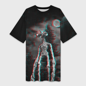 Платье-футболка 3D с принтом Siren Head Horror в Петрозаводске,  |  | glitch | glitch siren head | rgb | siren head | sirena | глитч | глич | ретро | сирейноголовый | сирена | сиреноголовый