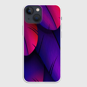 Чехол для iPhone 13 mini с принтом Tropics в Петрозаводске,  |  | purple | абстрактный | абстракция | геометрический рисунок | геометрия | индиго | корея | кружево | листья | лого | неон | неоновая | неоновое | неоновые листья | неоновый | пальмы | рисунок | текстура