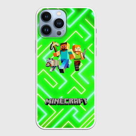 Чехол для iPhone 13 Pro Max с принтом Майнкрафт   Minecraft в Петрозаводске,  |  | Тематика изображения на принте: alex | creeper | dungeons | minecraft | piggy | steve | алекс | бой | гаст | герои | детские | зелень | зомби | крипер | логотипигры | майнкрафт | мобы | неоновый | песочница | пигги | пиксельный | подземелья | популярные