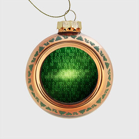 Стеклянный ёлочный шар с принтом Двоичный код в Петрозаводске, Стекло | Диаметр: 80 мм | it | двоичный код | информация | код | кодерам | кодеру | программирование | программисту | технологии