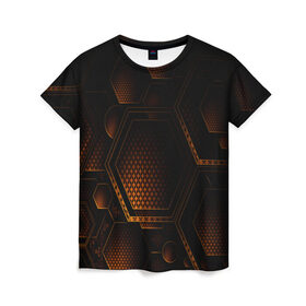 Женская футболка 3D с принтом текстура в Петрозаводске, 100% полиэфир ( синтетическое хлопкоподобное полотно) | прямой крой, круглый вырез горловины, длина до линии бедер | блоки | геометрия | объем | соты | тестура | техно | технологии | фигуры | шестиугольники