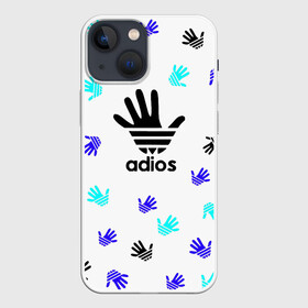 Чехол для iPhone 13 mini с принтом Adios в Петрозаводске,  |  | adidas | adios | адидас | антибренд | бренд | гуси | гуччи | мем | отпечаток | потерялся | прикол | рука | след