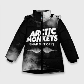 Зимняя куртка для девочек 3D с принтом Arctic Monkeys в Петрозаводске, ткань верха — 100% полиэстер; подклад — 100% полиэстер, утеплитель — 100% полиэстер. | длина ниже бедра, удлиненная спинка, воротник стойка и отстегивающийся капюшон. Есть боковые карманы с листочкой на кнопках, утяжки по низу изделия и внутренний карман на молнии. 

Предусмотрены светоотражающий принт на спинке, радужный светоотражающий элемент на пуллере молнии и на резинке для утяжки. | arctic | monkeys | rock | алекс тёрнер | арктик | группа | группы | джейми кук | инди | манкиз | музыка | мэтт хелдерс | ник омэлли | постпанк | рок
