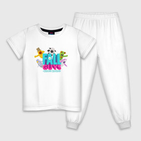 Детская пижама хлопок с принтом FALL GUYS (2 СТОРОНЫ) в Петрозаводске, 100% хлопок |  брюки и футболка прямого кроя, без карманов, на брюках мягкая резинка на поясе и по низу штанин
 | Тематика изображения на принте: fal | fall | fallguys | guys | knockout | ultimate | гайс | фалл | фол | фолгайс | фолл | фоллгайс