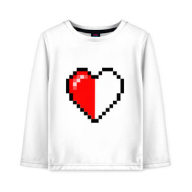 Детский лонгслив хлопок с принтом Майнкрафт серце в Петрозаводске, 100% хлопок | круглый вырез горловины, полуприлегающий силуэт, длина до линии бедер | minecraft | любовь | майнкрафт | пиксель | половинка | сердце