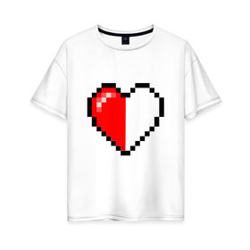 Женская футболка хлопок Oversize с принтом Майнкрафт серце в Петрозаводске, 100% хлопок | свободный крой, круглый ворот, спущенный рукав, длина до линии бедер
 | minecraft | любовь | майнкрафт | пиксель | половинка | сердце