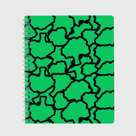 Тетрадь с принтом БРОККОЛИ в Петрозаводске, 100% бумага | 48 листов, плотность листов — 60 г/м2, плотность картонной обложки — 250 г/м2. Листы скреплены сбоку удобной пружинной спиралью. Уголки страниц и обложки скругленные. Цвет линий — светло-серый
 | Тематика изображения на принте: food | pattern | vegan | брокколи | веган | вегетарианство | еда | капуста | паттерн