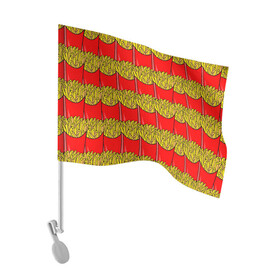 Флаг для автомобиля с принтом ФРИ в Петрозаводске, 100% полиэстер | Размер: 30*21 см | food | fries | pattern | еда | картошка | мак | макдональдс | паттерн | фри