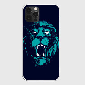 Чехол для iPhone 12 Pro Max с принтом Лев в Петрозаводске, Силикон |  | брызги | животное | лев | синий | цветной