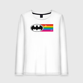 Женский лонгслив хлопок с принтом Batman Rainbow Logo в Петрозаводске, 100% хлопок |  | batman | dc pride | justice league | pride | vdosadir | бэтмен | лига справедливости | прайд | радуга