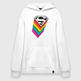 Худи SuperOversize хлопок с принтом Superman Logo в Петрозаводске, 70% хлопок, 30% полиэстер, мягкий начес внутри | карман-кенгуру, эластичная резинка на манжетах и по нижней кромке, двухслойный капюшон
 | dc pride | justice league | pride | superman | vdosadir | лига справедливости | прайд | радуга | супермен