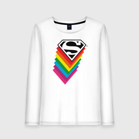Женский лонгслив хлопок с принтом Superman Logo в Петрозаводске, 100% хлопок |  | dc pride | justice league | pride | superman | vdosadir | лига справедливости | прайд | радуга | супермен